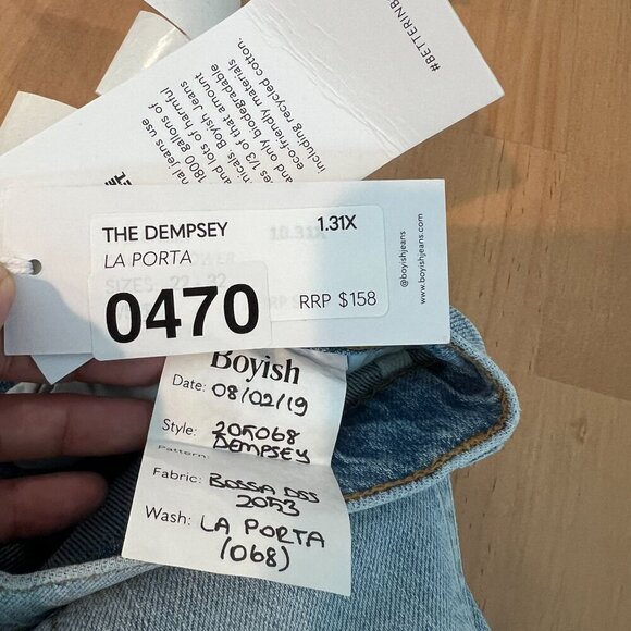 Boyish The DEMPSEY High Rise Slim Straight Stretch Jean Sz 25 in LA PORTA - Picture 9 of 12